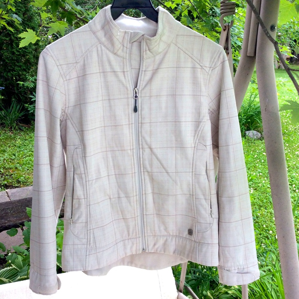 Avia nude checkered wind/water resistant jacket
